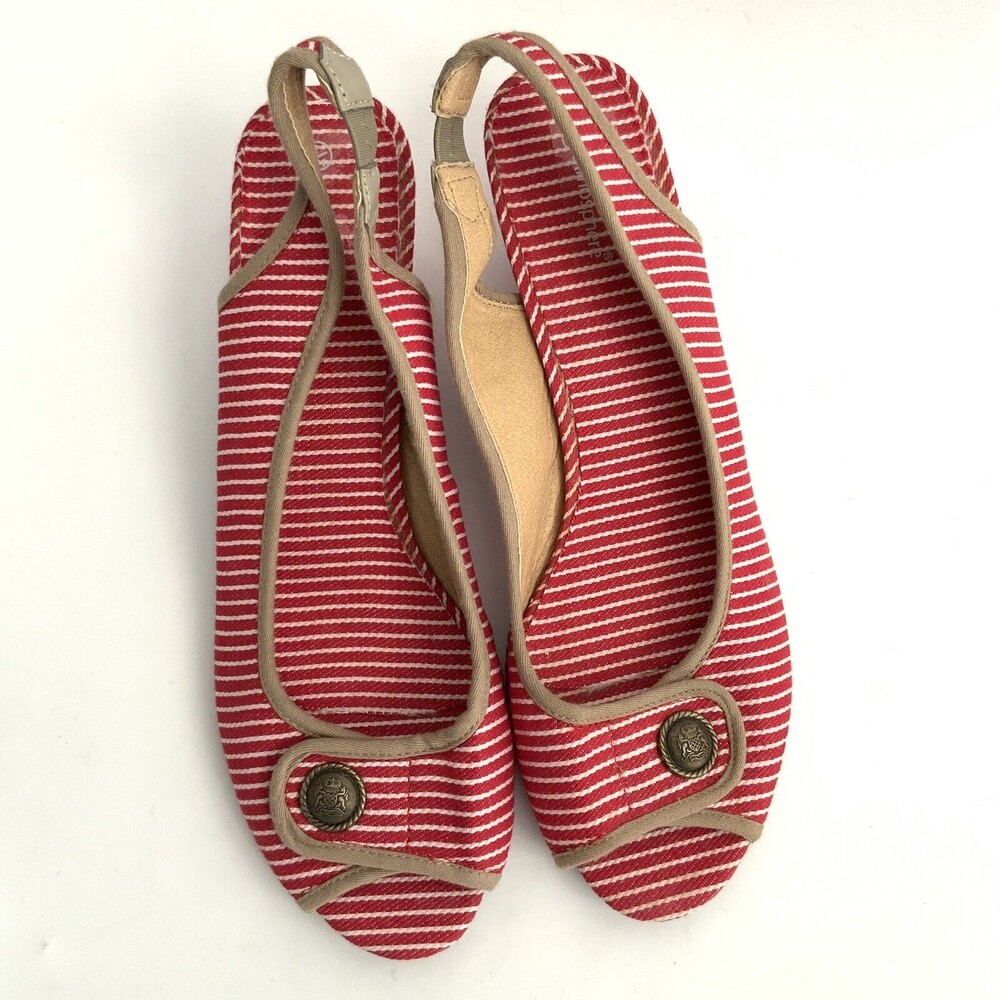 Atmosphere Kitten Heel Sandals Size 41 US 8M Red Stripe Slingback Peep-toe - Picture 10 of 11